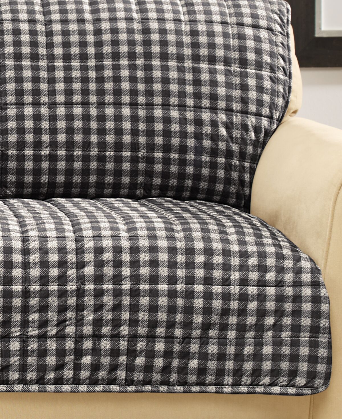 Macy's Sure Fit Velvet Deluxe Pet Armless Sofa Slipcover with Sanitize Odor Release - Dark Grey