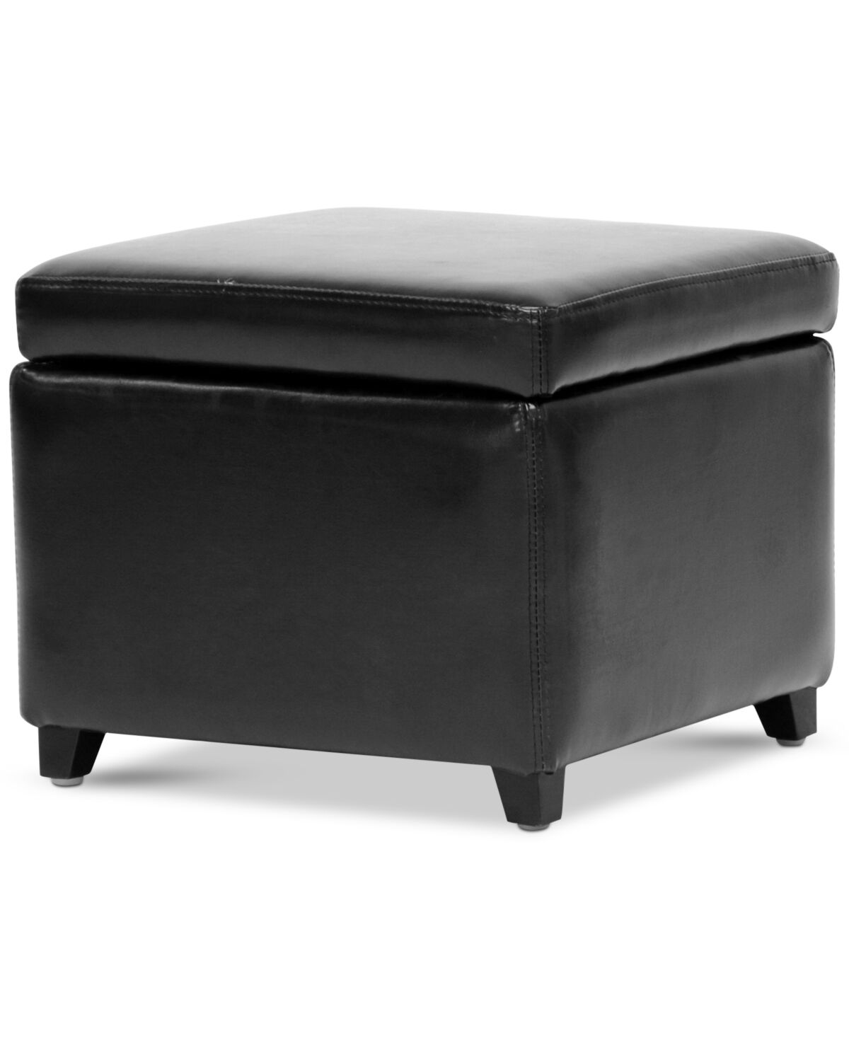 Furniture Brant Small Faux Leather Storage Cube Ottoman - Black