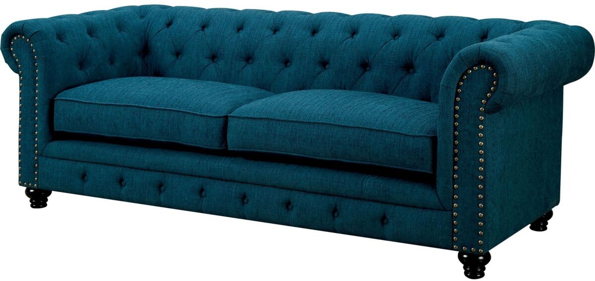 Furniture of America Skyana Upholstered Sofa - Blue