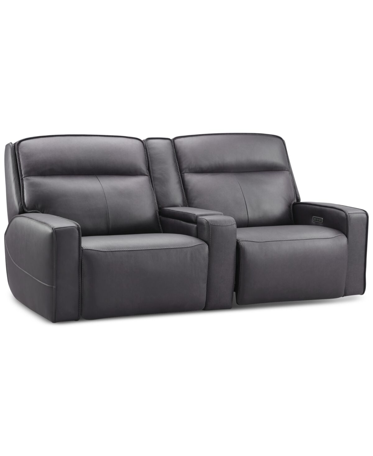Furniture Dextan Leather 3-Pc. Sofa with 2 Power Recliners and 1 Usb Console, Created for Macy's - Smoke