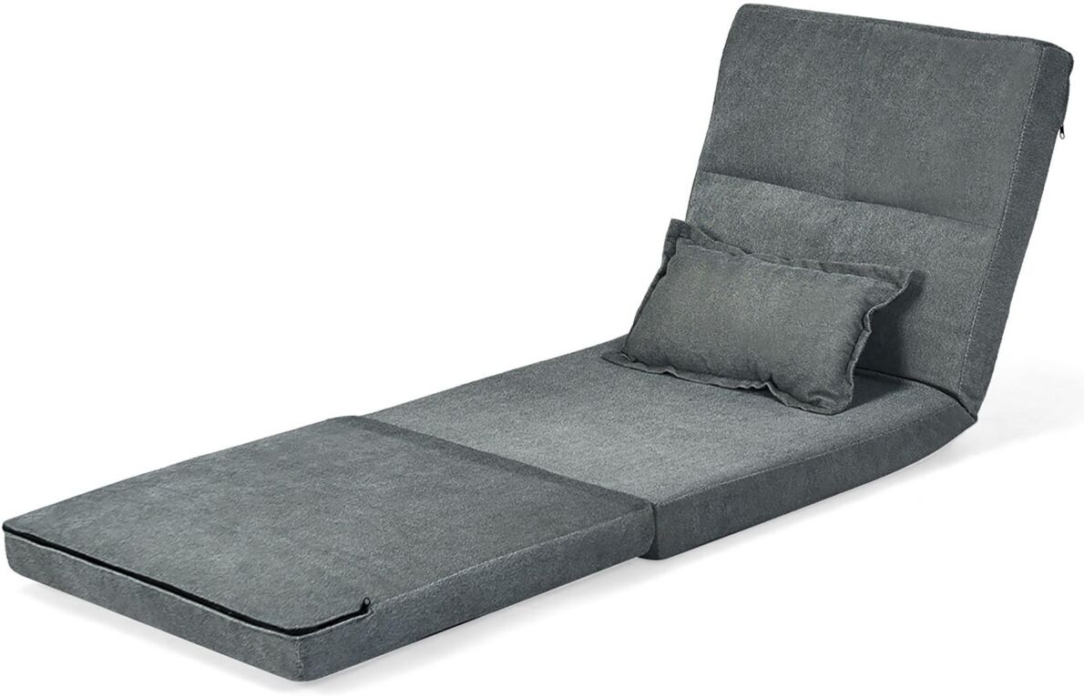 Costway Floor Folding Sofa Chair Lounger 6 Positon Adjustable - Grey