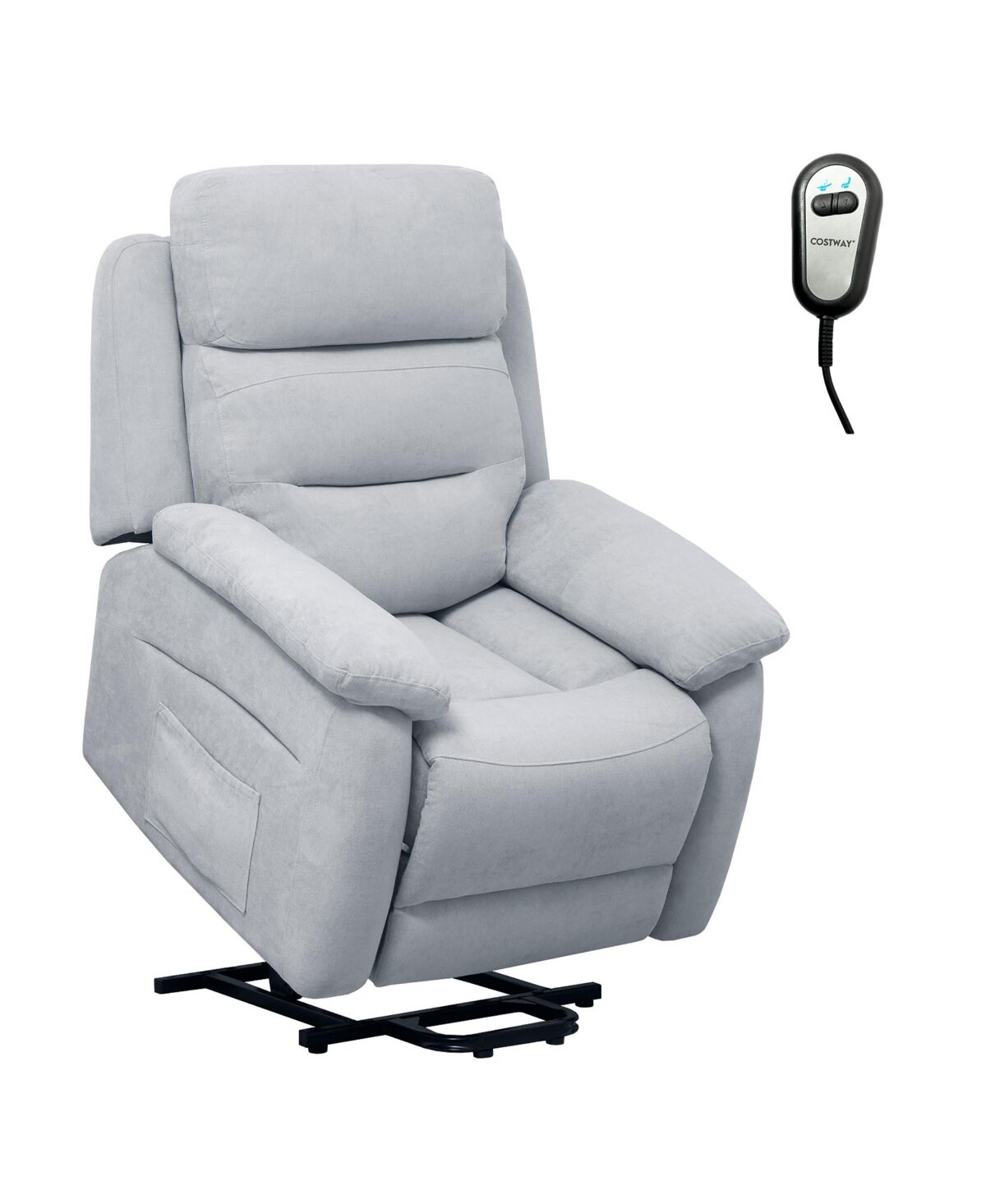 Costway Power Lift Recliner Chair Sofa for Elderly Side Pocket - Grey