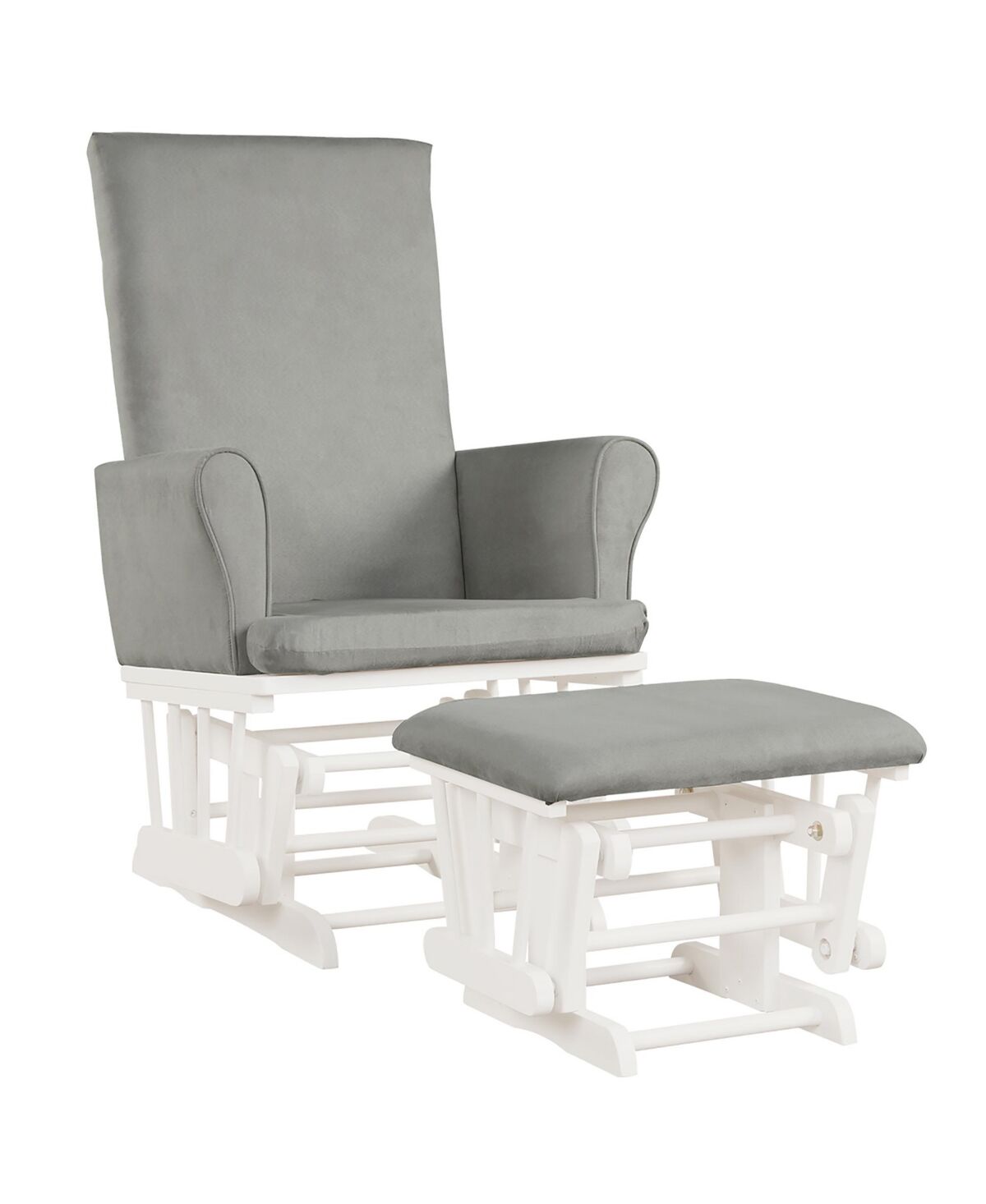 Costway Baby Nursery Relax Rocker Rocking Chair Glider & Ottoman Set w/Cushion - Grey