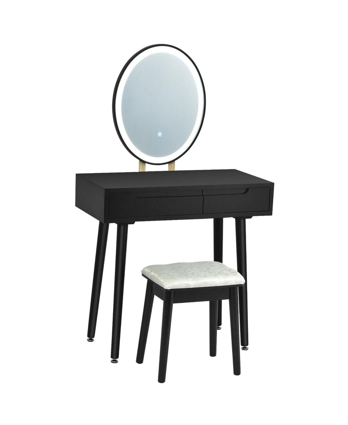 Costway Vanity Makeup Table Touch Screen Dressing Table Stool Set - Black