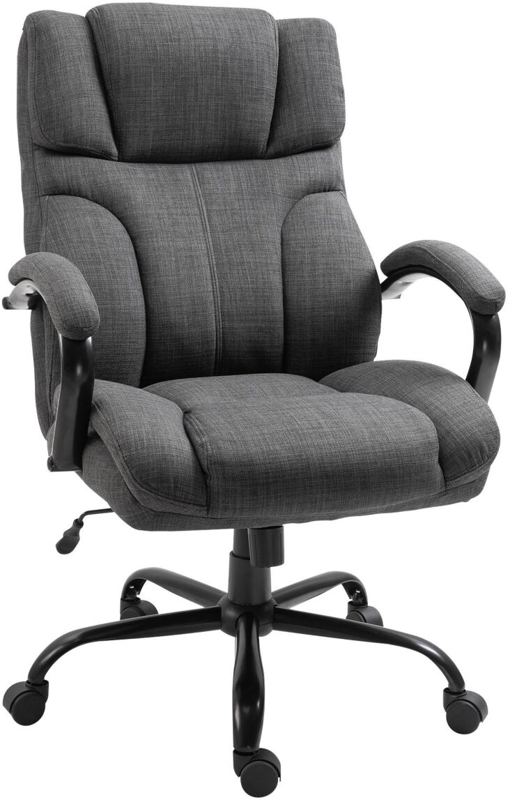 Vinsetto 500lbs Swivel Big/Tall Office Computer Desk Chair w/ Wheels, Deep Grey - Deep grey