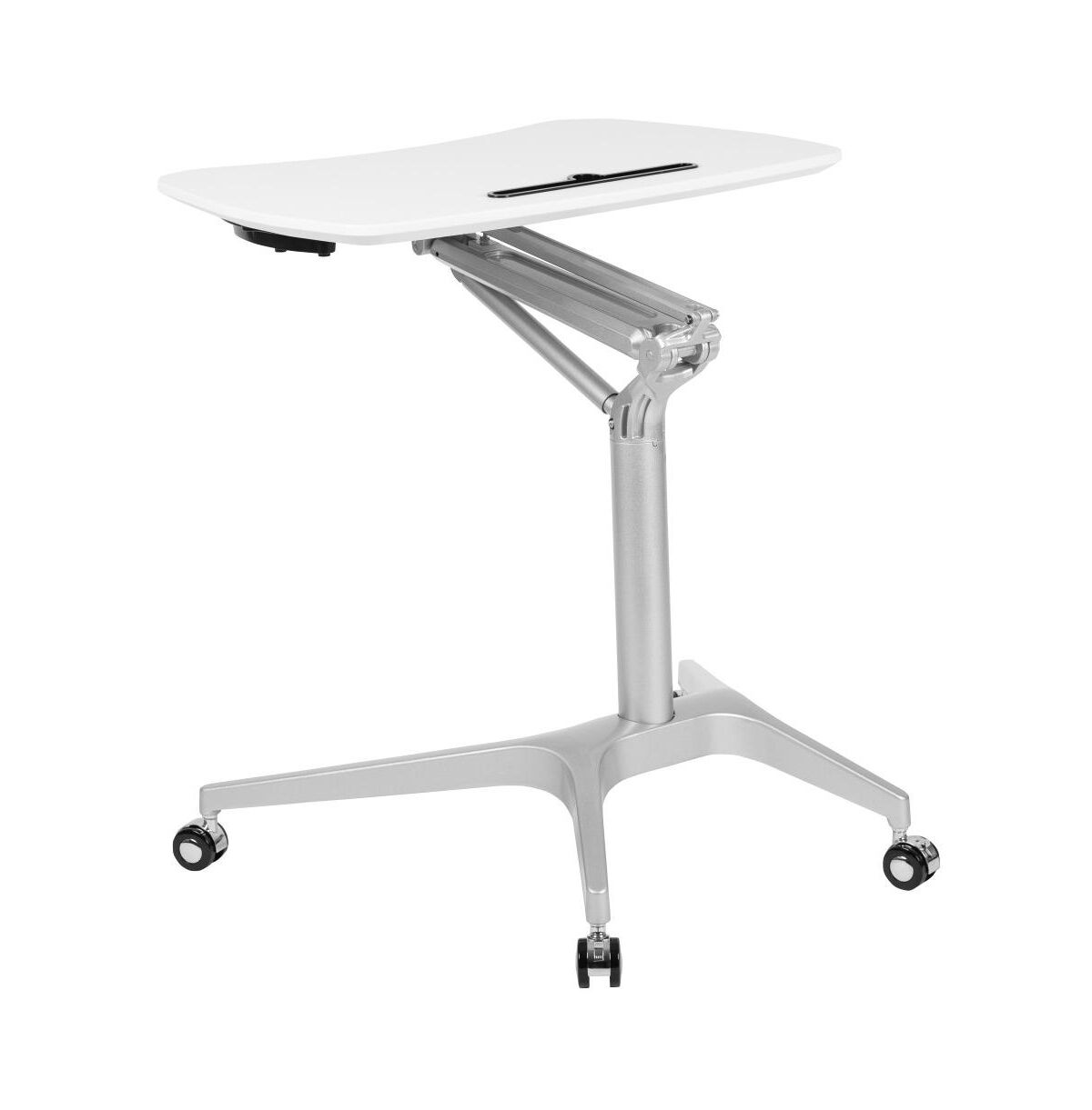 Emma+oliver Mobile Sit-Down, Stand-Up Ergonomic Computer Desk - Standing Desk - White