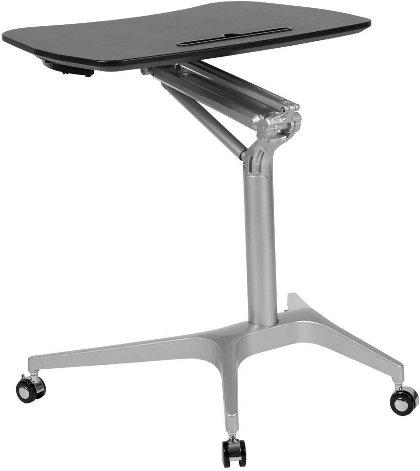 Emma+oliver Mobile Sit-Down, Stand-Up Ergonomic Computer Desk - Standing Desk - Black