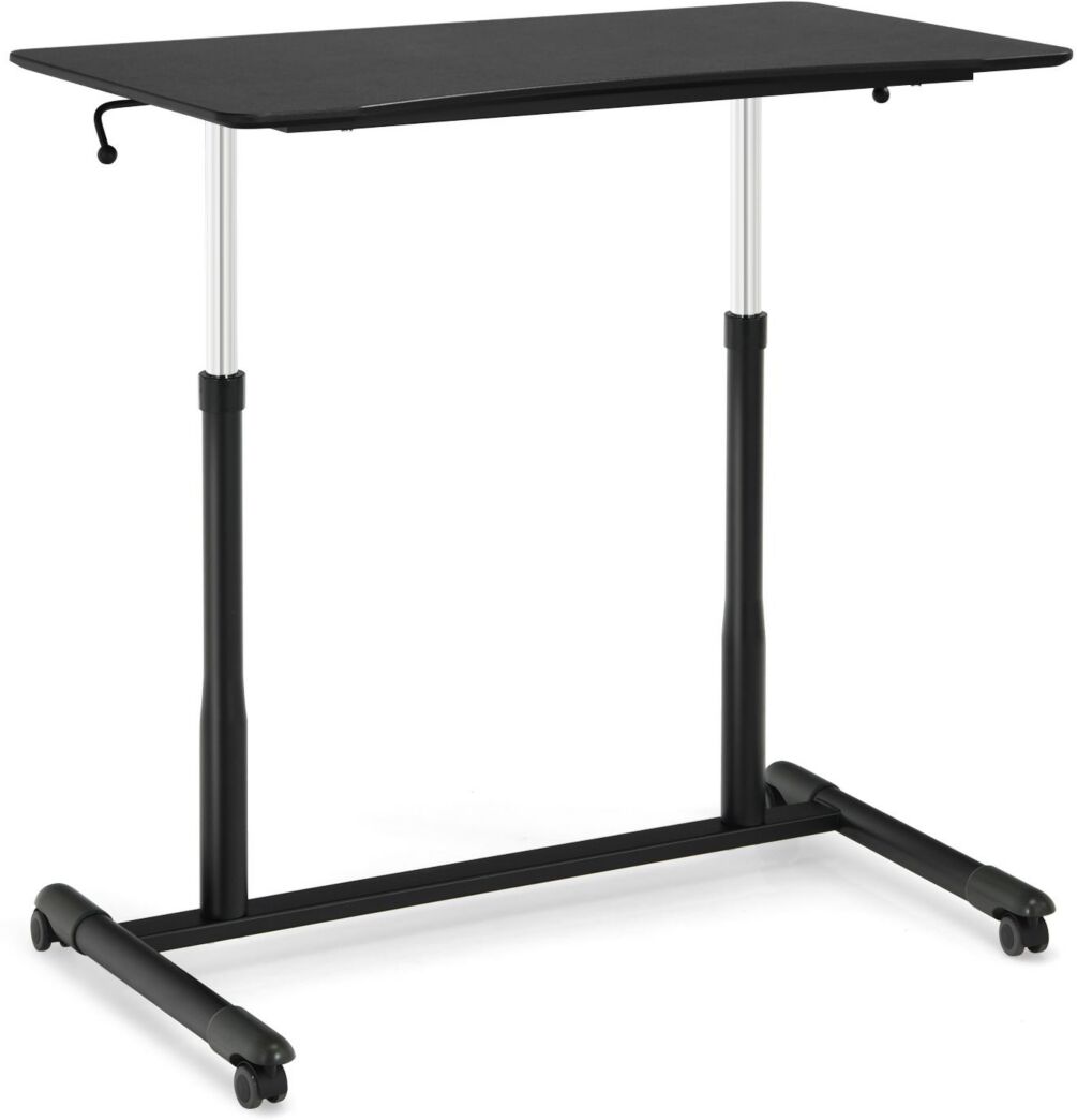 Costway Height Adjustable Computer Desk Sit to Stand Rolling Notebook Table - Black