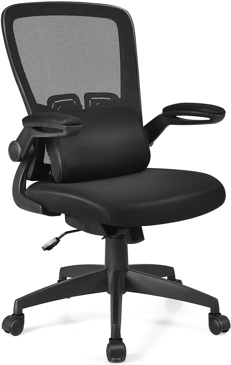 Costway Mesh Office Chair Adjustable Height&Lumbar Support Flip up - Black