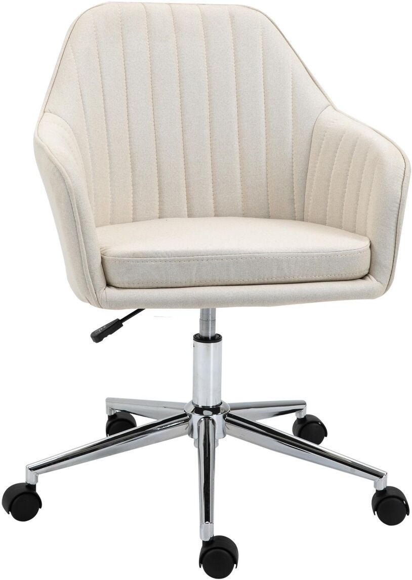 Vinsetto Office Computer Chair w/Tub Shape Design, & Lined Pattern Back, Beige - Beige