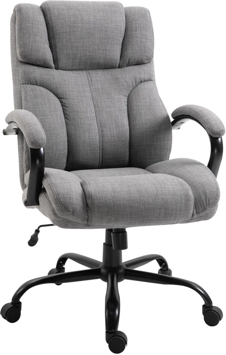 Vinsetto 500lbs Swivel Big/Tall Office Computer Desk Chair w/ Wheels, Light Grey - Light grey