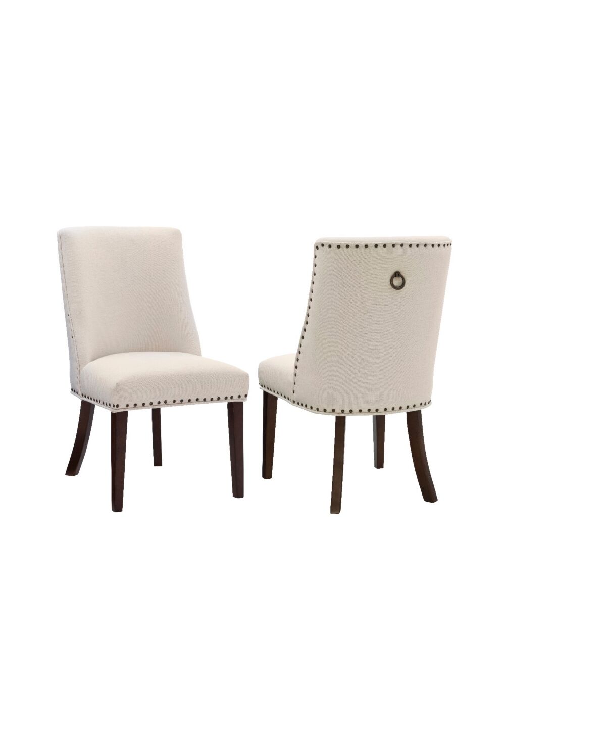 Linon Home Decor Powell Furniture Allard Upholstered Dining Chairs - Set of 2 - Espresso, Natural