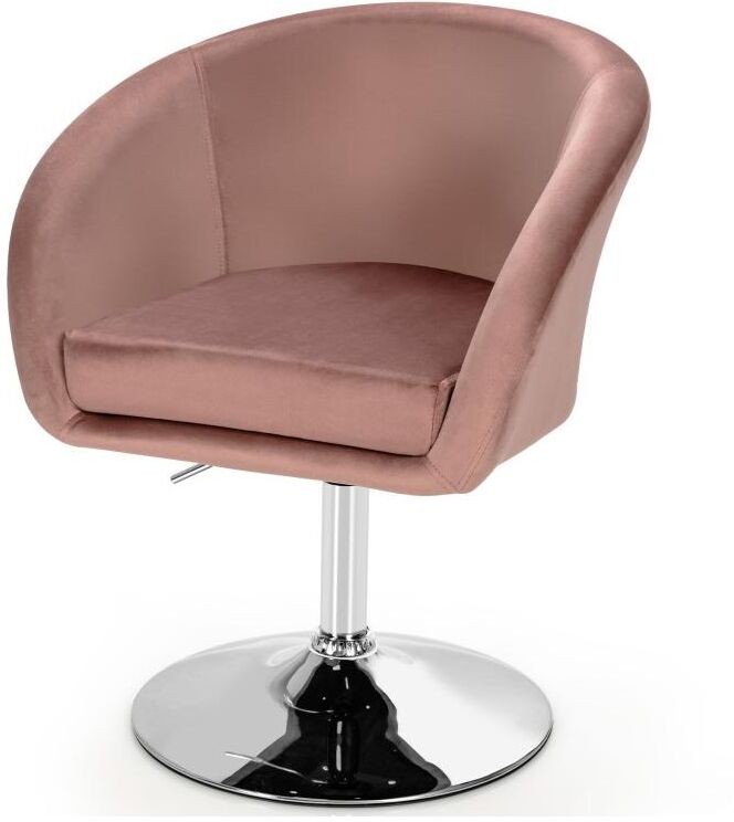 Slickblue 360-Degree Swivel Accent Chair with Round-Back and Chrome Frame for Makeup - Pink