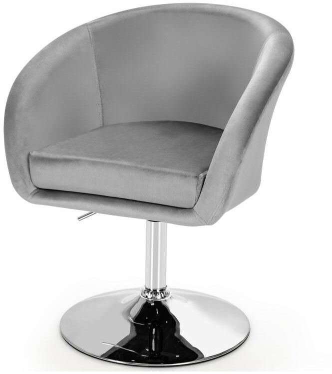 Slickblue 360-Degree Swivel Accent Chair with Round-Back and Chrome Frame for Makeup - Grey