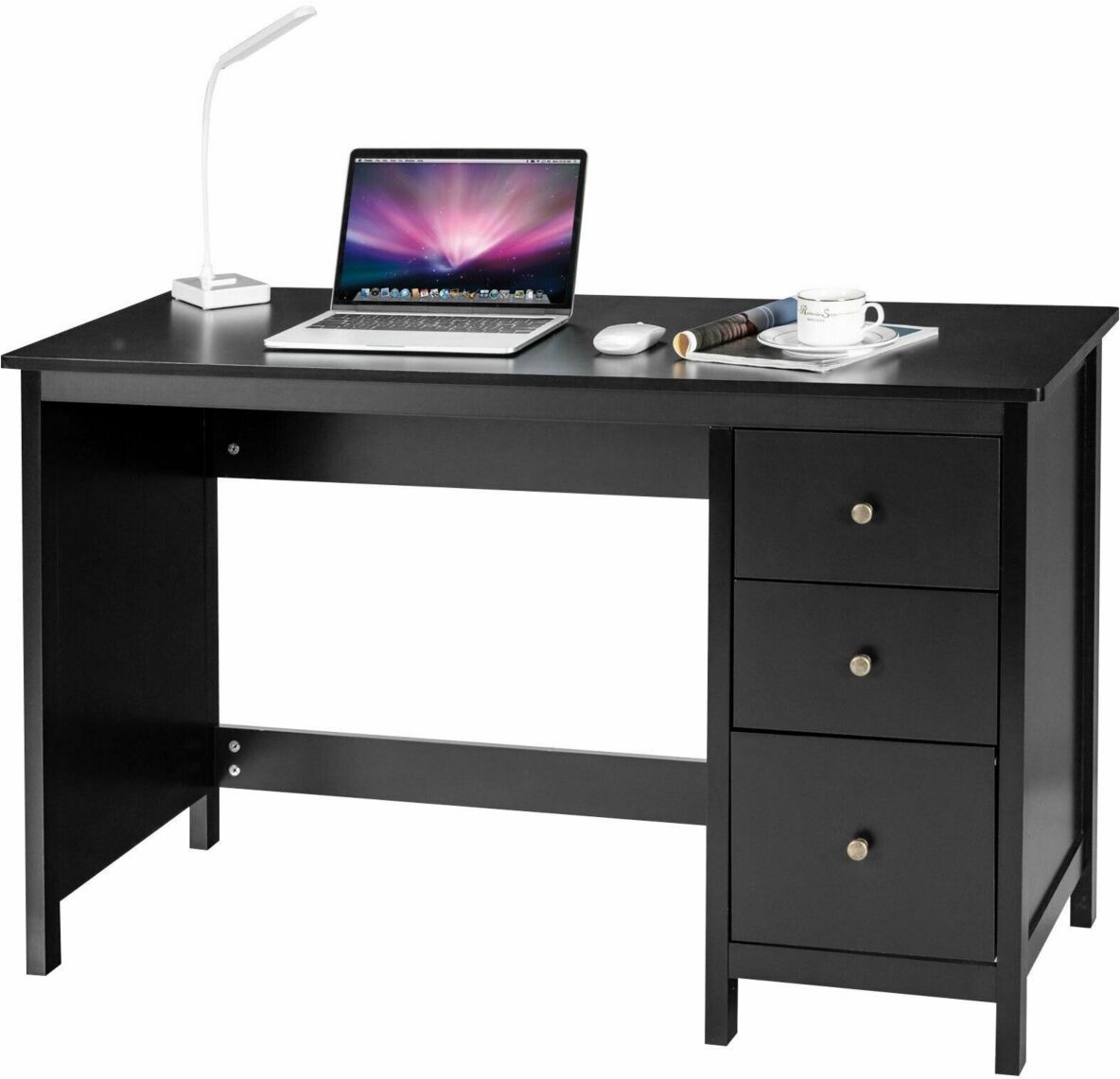 Slickblue 3-Drawer Home Office Study Computer Desk with Spacious Desktop - Black