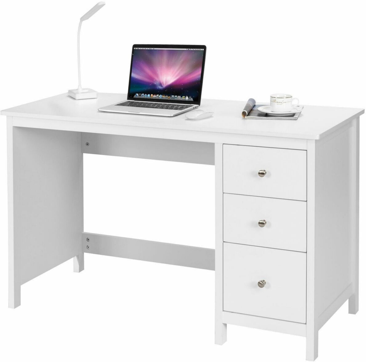 Slickblue 3-Drawer Home Office Study Computer Desk with Spacious Desktop - White