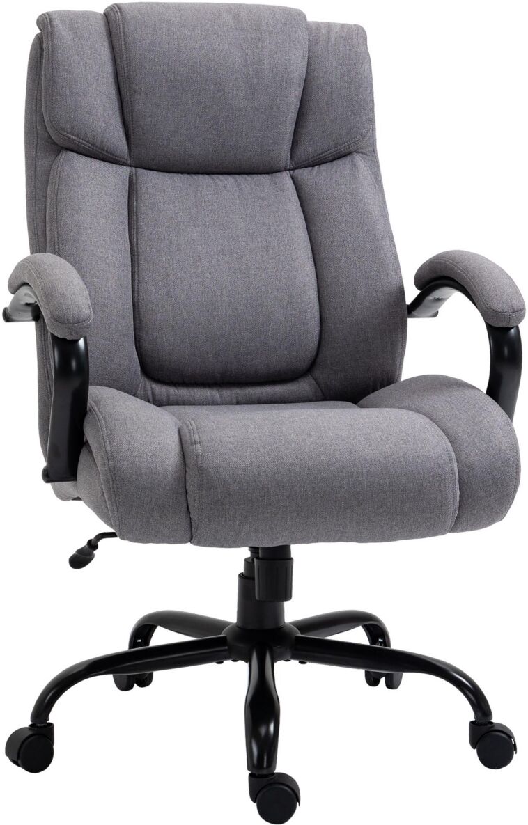 Vinsetto Big & Tall Office Chair Executive Swivel Ergonomic Desk Seat Rocker - Light grey