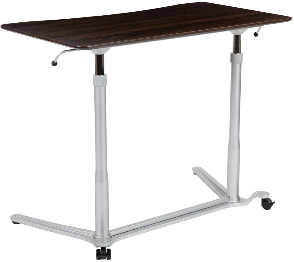 Emma+oliver Sit-Down, Stand-Up Ergonomic Computer Desk - Standing Desk - Dark wood grain