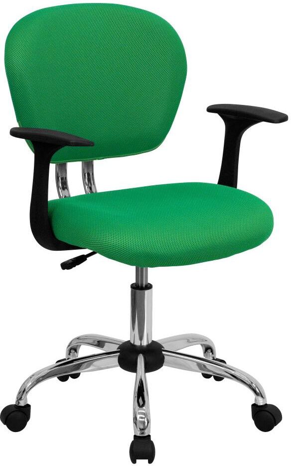 Emma+oliver Mid-Back Mesh Padded Swivel Task Office Chair With Chrome Base And Arms - Bright green