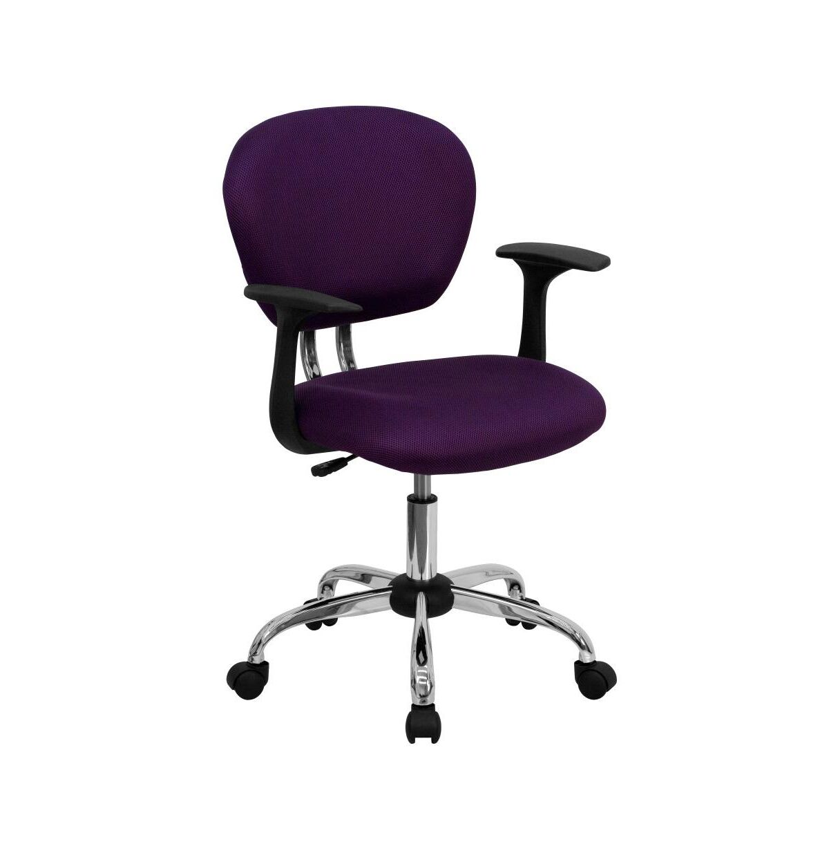 Emma+oliver Mid-Back Mesh Padded Swivel Task Office Chair With Chrome Base And Arms - Purple