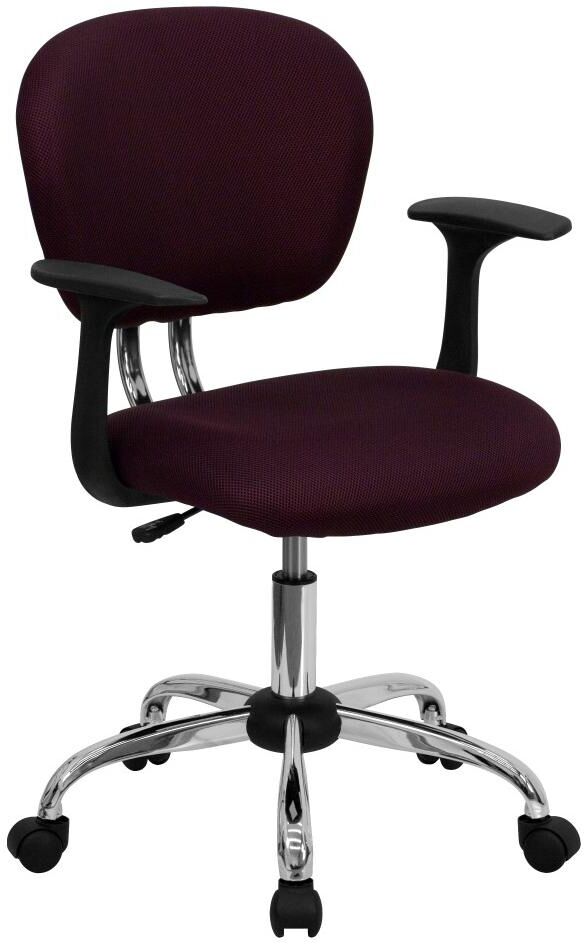 Emma+oliver Mid-Back Mesh Padded Swivel Task Office Chair With Chrome Base And Arms - Burgundy