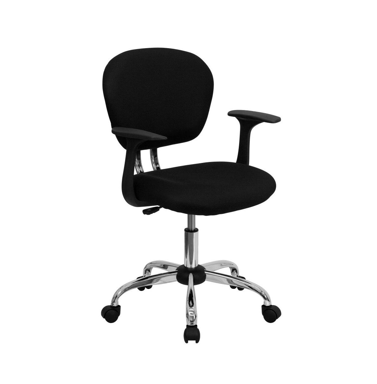 Emma+oliver Mid-Back Mesh Padded Swivel Task Office Chair With Chrome Base And Arms - Black
