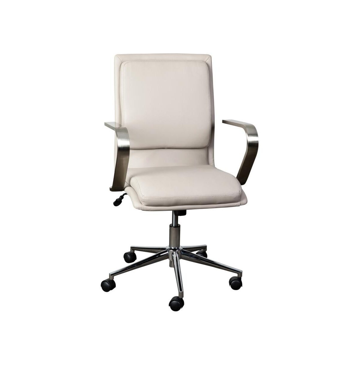 Merrick Lane Artemis Mid-Back Home Office Chair With Armrests, Height Adjustable Swivel Seat And Five Star Base - Taupe/chrome