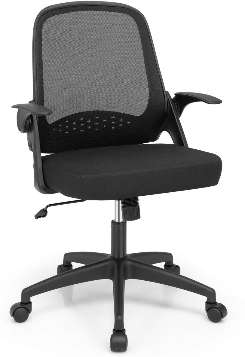 Slickblue Adjustable Mesh Office Chair Rolling Computer Desk Chair with Flip-up Armrest - Black