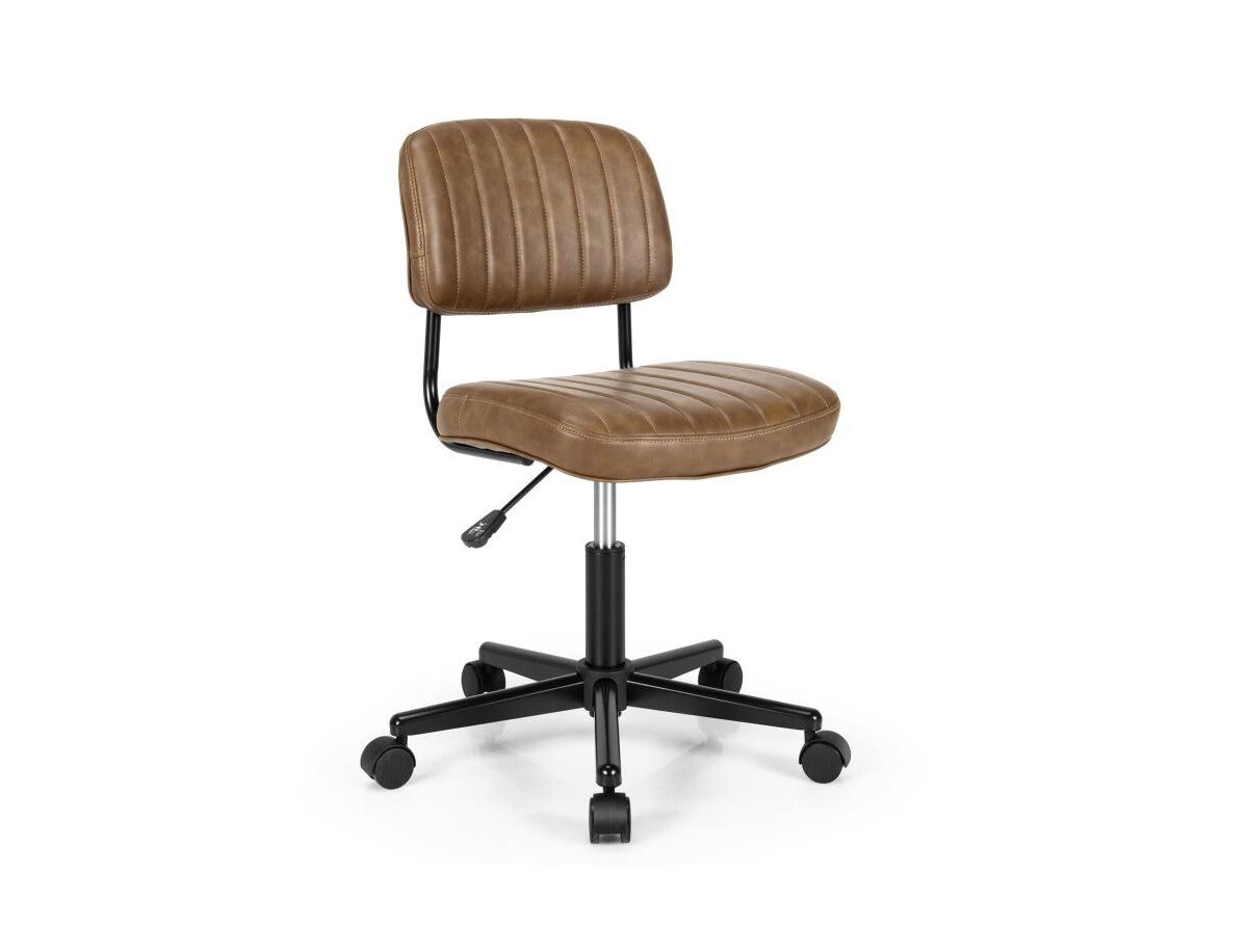 Slickblue Pu Leather Adjustable Office Chair Swivel Task Chair with Backrest - Brown