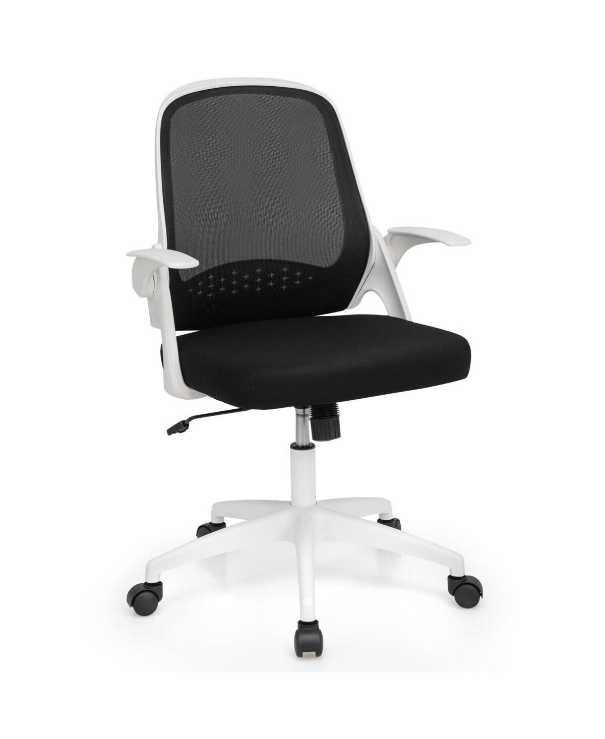 Slickblue Adjustable Mesh Office Chair Rolling Computer Desk Chair with Flip-up Armrest - White