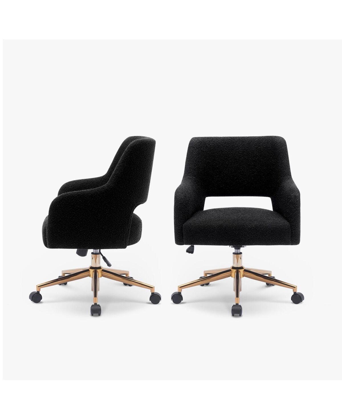 Westintrends Mid-Century Modern Swivel Office Vanity Chair with Wheels (Set of 2) - Black