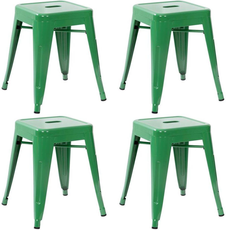 Emma+oliver 18 Inch Table Height Indoor Stackable Metal Dining Stool-Set Of 4 - Green