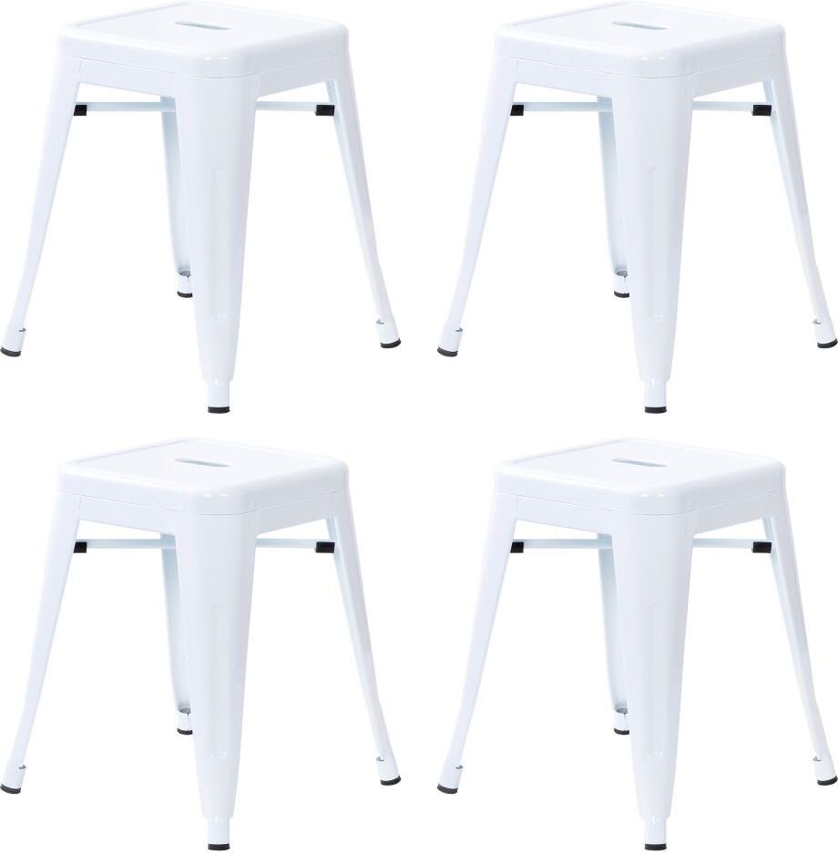 Emma+oliver 18 Inch Table Height Indoor Stackable Metal Dining Stool-Set Of 4 - White