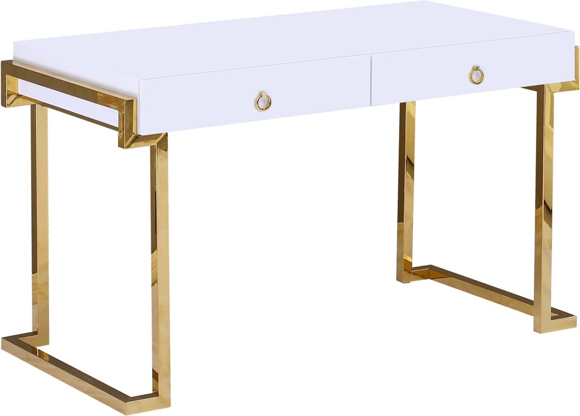 Best Master Furniture Juneau Lacquer Modern Computer Desk - Gold-Tone