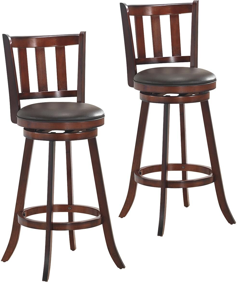 Costway Set of 2 29.5'' Swivel Bar stool Leather Padded Dining Pub - Brown