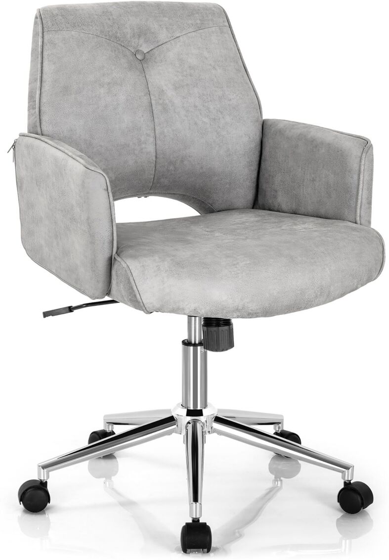 Costway Hollow Mid Back Leisure Office Chair Adjustable Task Chair - Grey