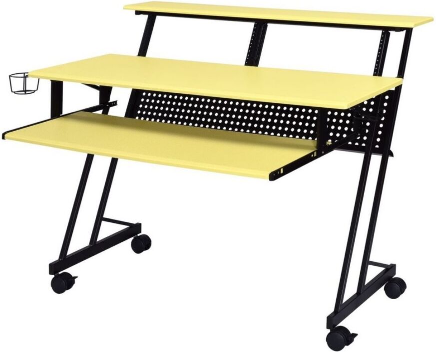 Simplie Fun Suitor Computer Desk, Yellow & Black - Black