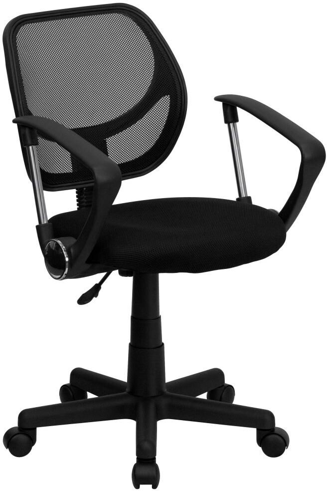 Emma+oliver Mid-Back Mesh Swivel Task Office Chair With Curved Square Back And Arms - Black