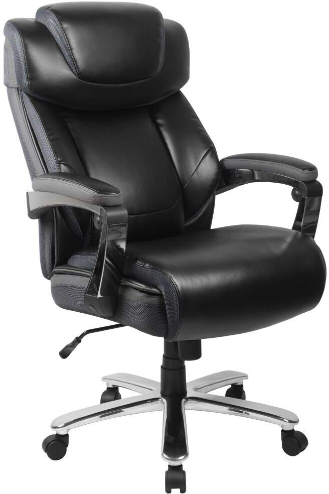 Emma+oliver 500 Lb. Big & Tall Height Adjustable Headrest Swivel Ergonomic Office Chair - Black