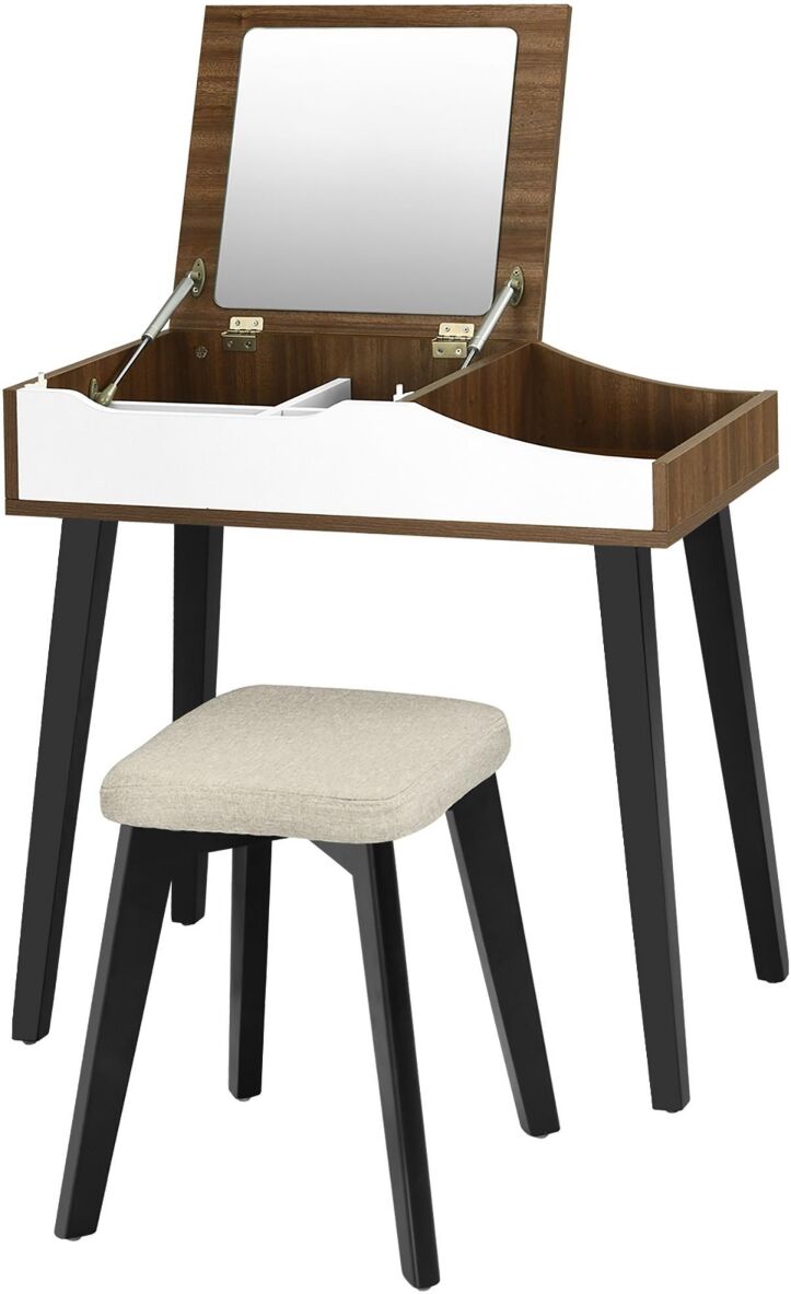 Costway Vanity Table Set with Flip Top Mirror Dressing Makeup Study - Black