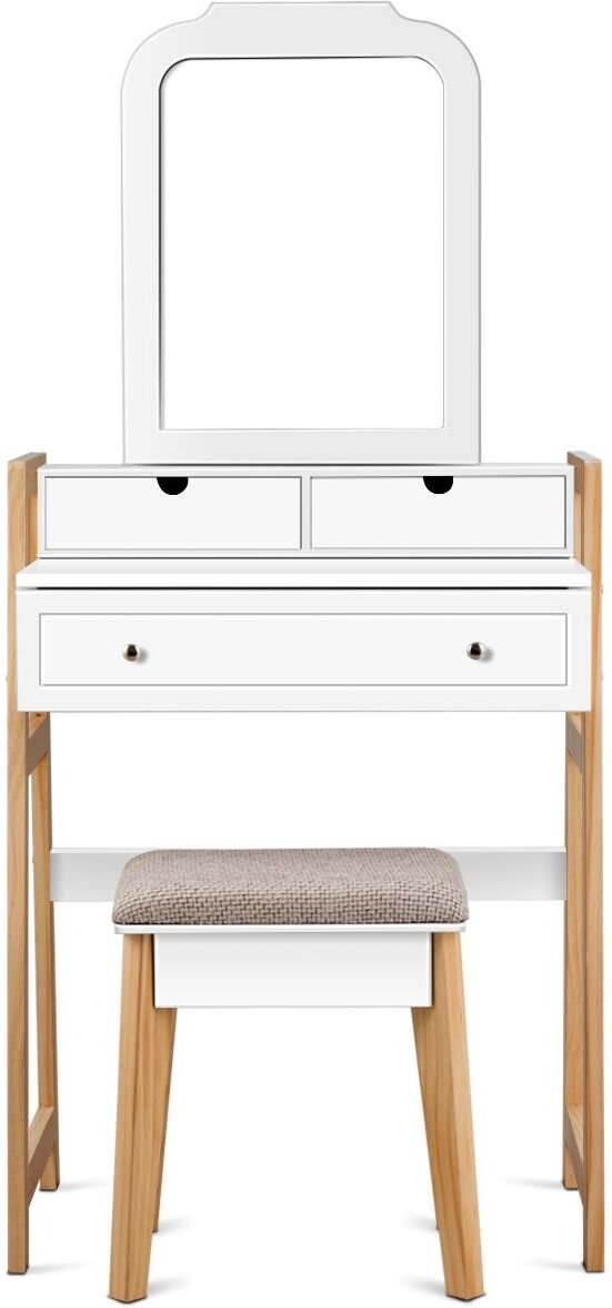 Costway Makeup Vanity Table Dressing table Cushioned Stool Set - White