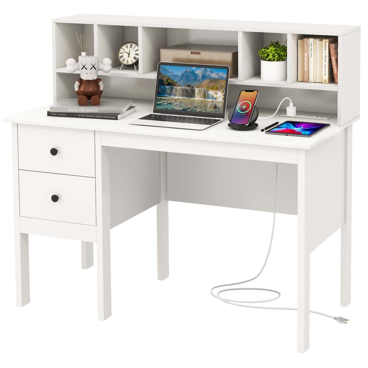 Costway Computer Desk Home Office Workstation Laptop Table - White