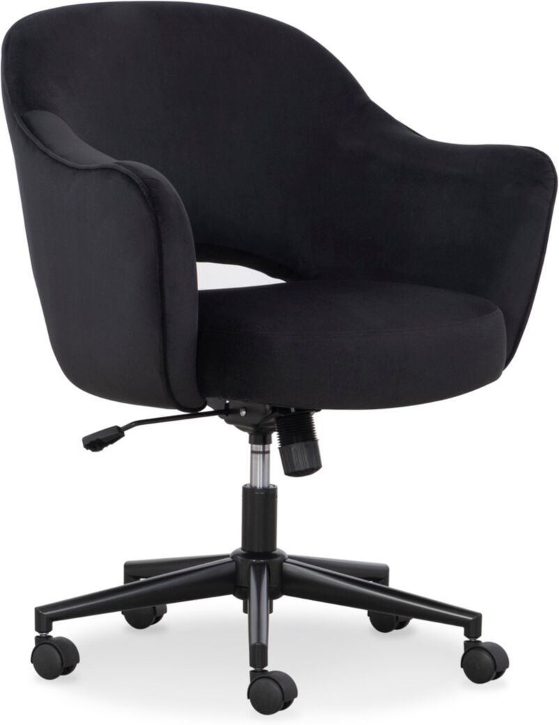 Home Furniture Outfitters Sawyer Black Faux Velvet Task Chair - Black