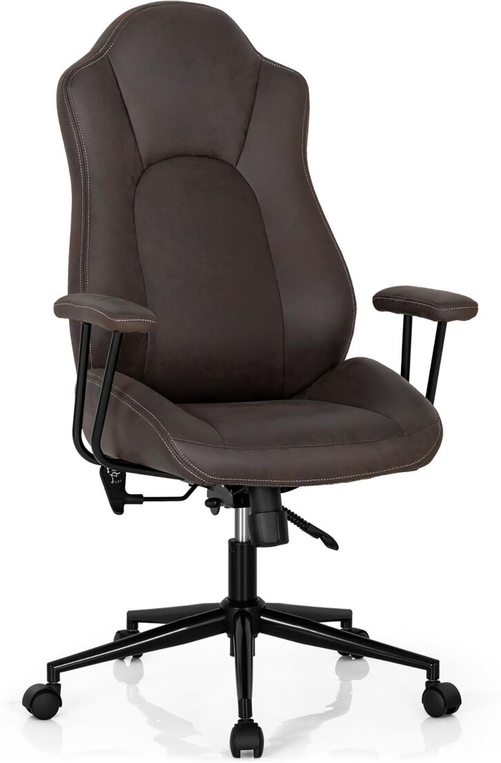 Costway High Back Executive Office Chair Adjustable Reclining Task Chair - Black