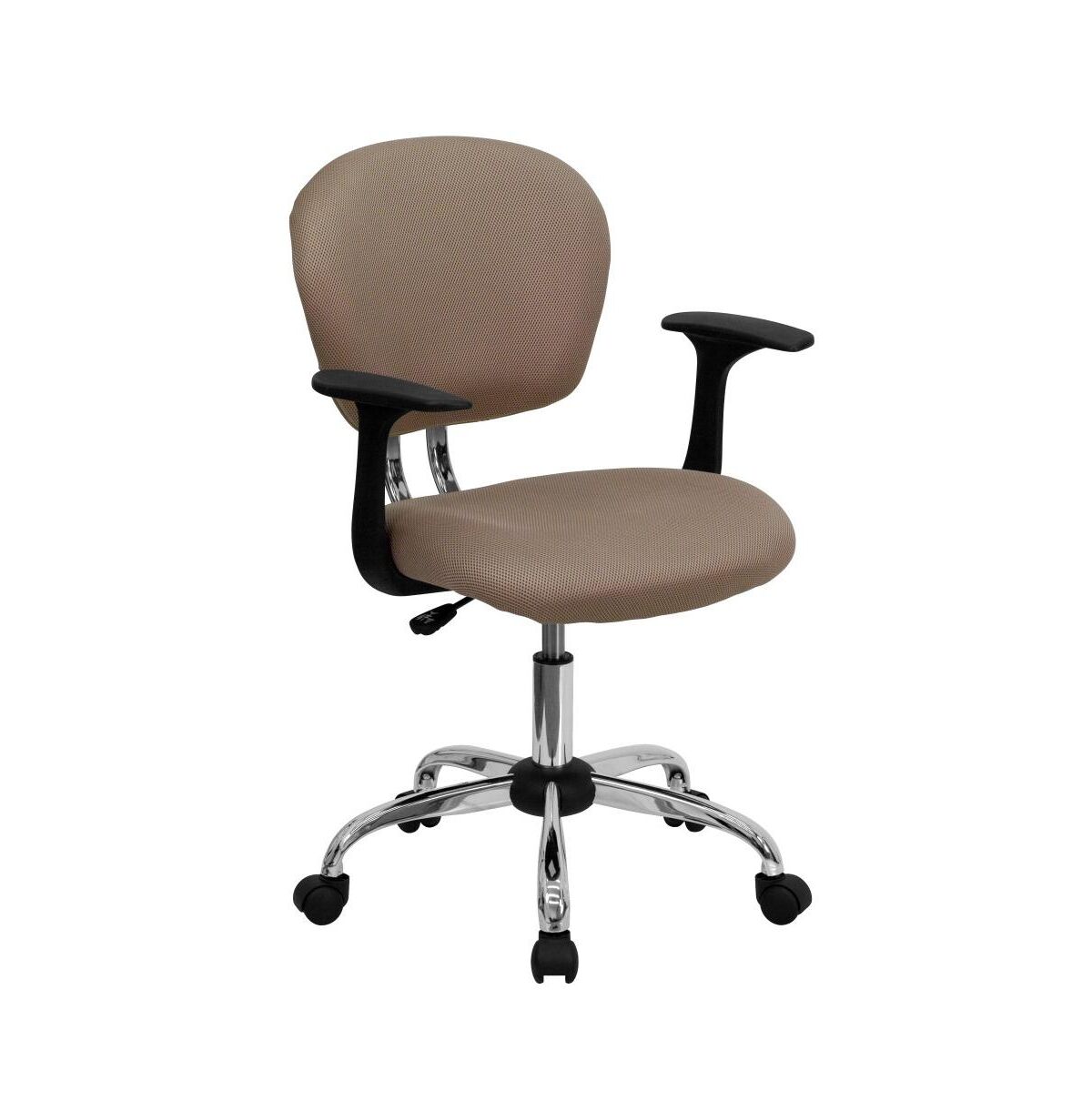Emma+oliver Mid-Back Mesh Padded Swivel Task Office Chair With Chrome Base And Arms - Coffee brown