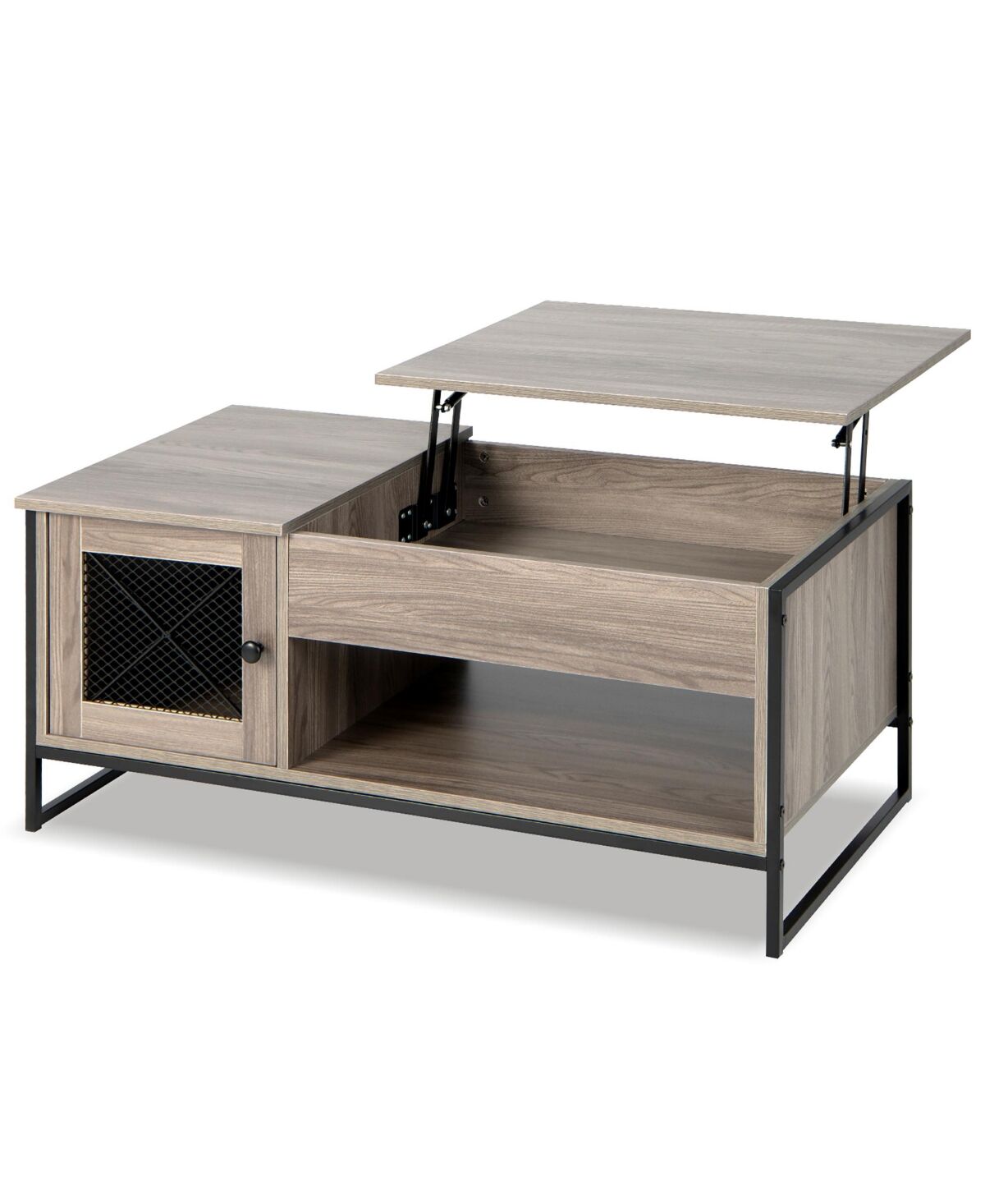 Costway Lift Top Coffee Table 42'' W/ Storage&Hidden Compartment & Open Shelf Living Room - Brown