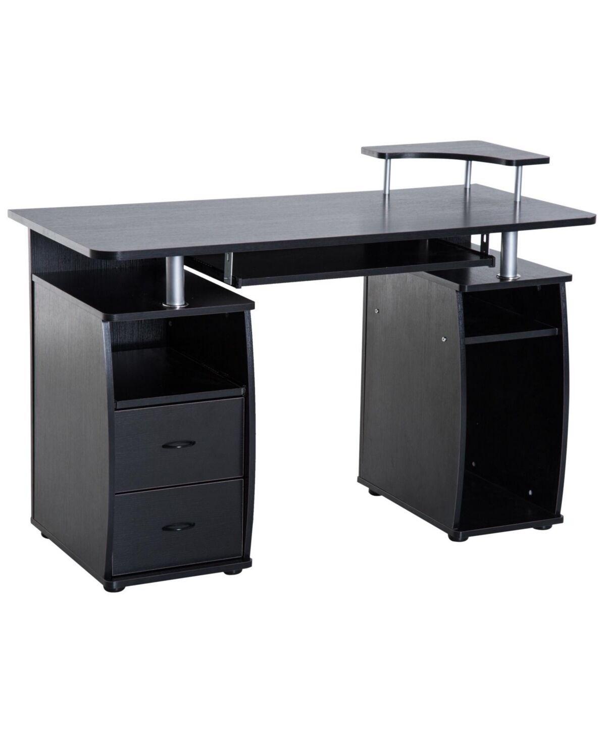 Homcom Wood Work Table Computer Desk Laptop Workstation Office Black - Black