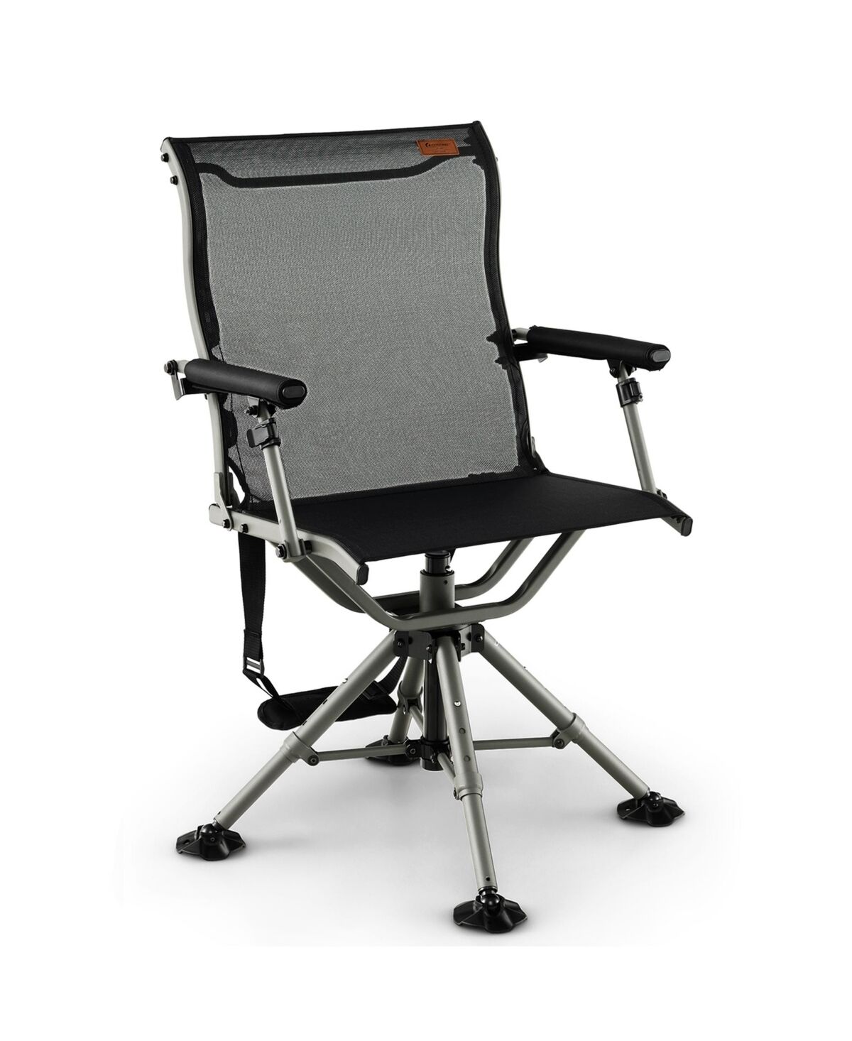 Costway 360 Degree Silent Swivel Hunting Chair w/ All-terrain Feet Pads Support 400 Lbs - Black