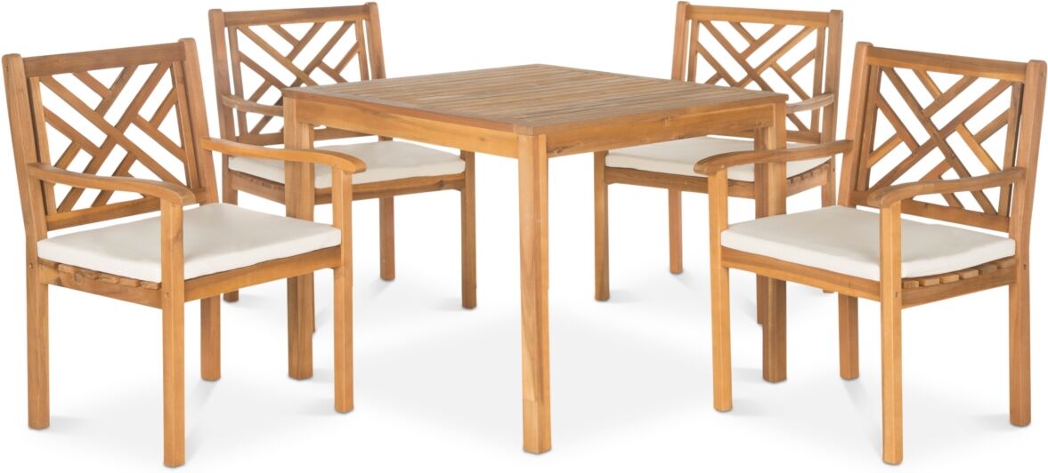 Safavieh Glendyn Outdoor 5-Pc. Dining Set (1 Dining Table & 4 Chairs) - Teak Brown/Beige