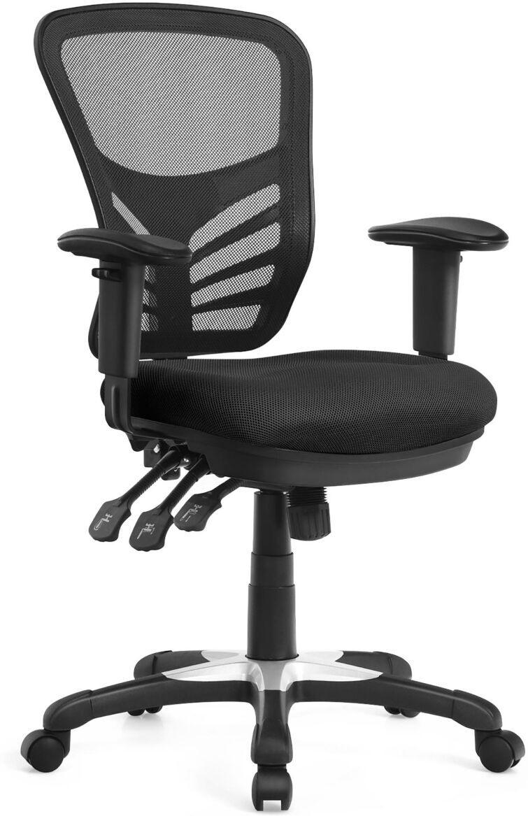 Costway Mesh Office Chair 3-Paddle Computer Desk Chair Adjustable Seat - Grey